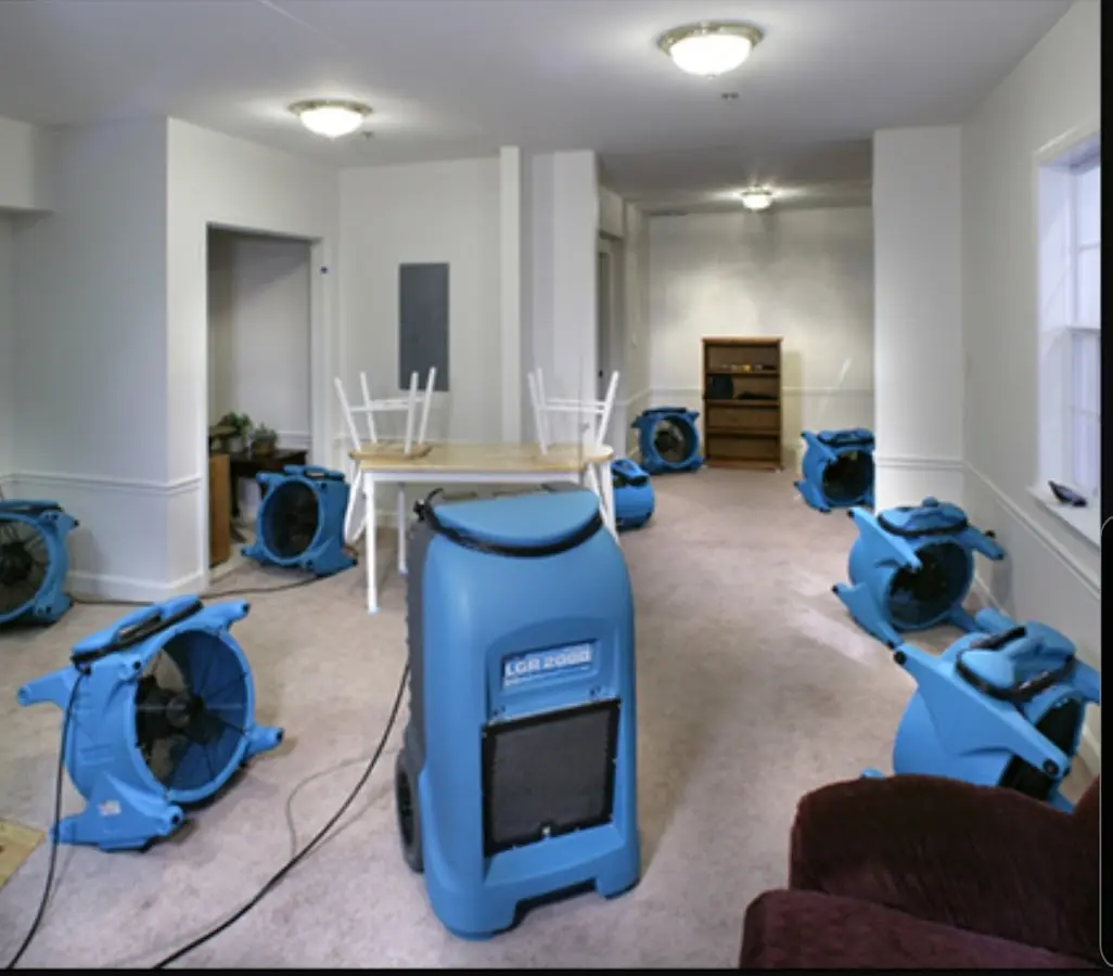 Air movers and dehumidifier setup for Water Damage Restoration in Hot Springs Village